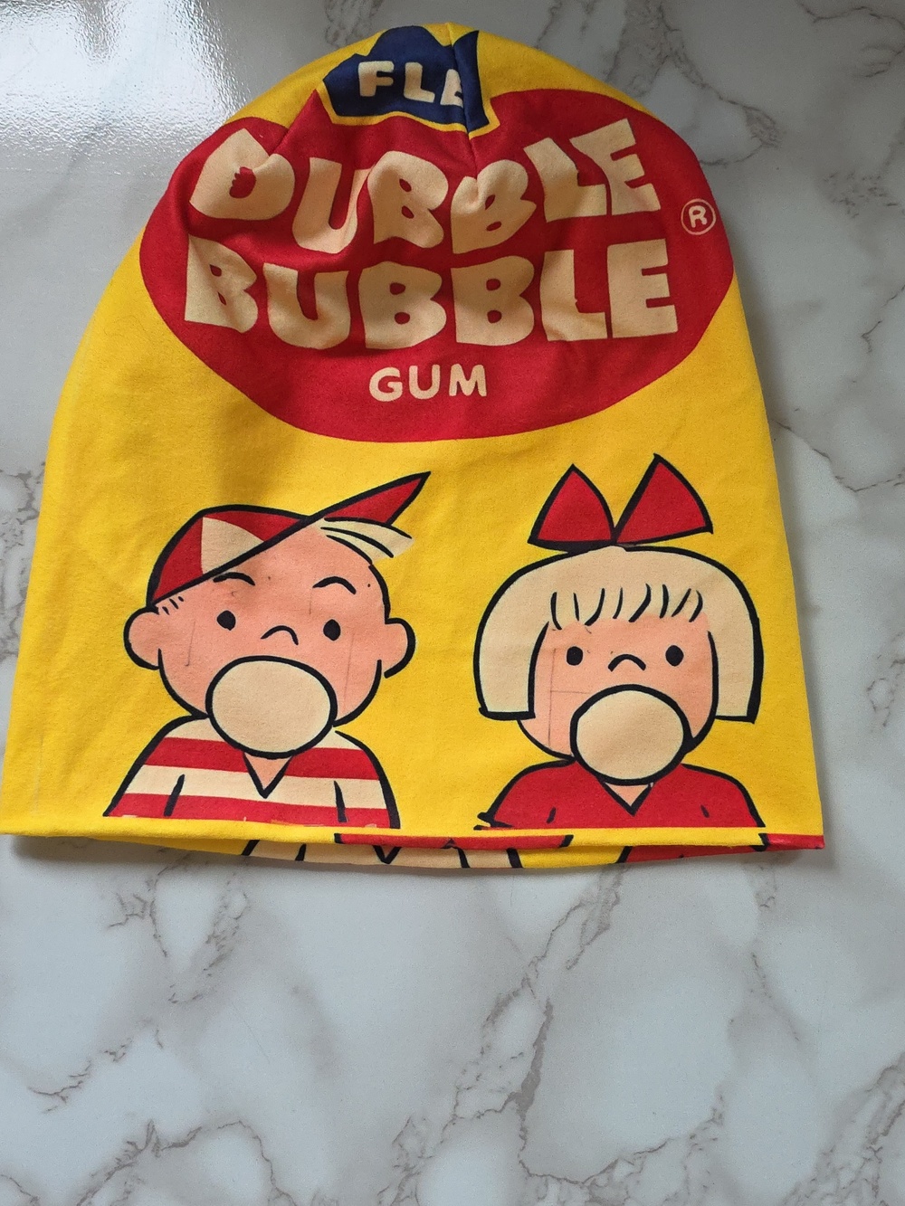 Dubble Bubble Gum Comic Print Skull Cap 2-Sided Beanie Hat NEW